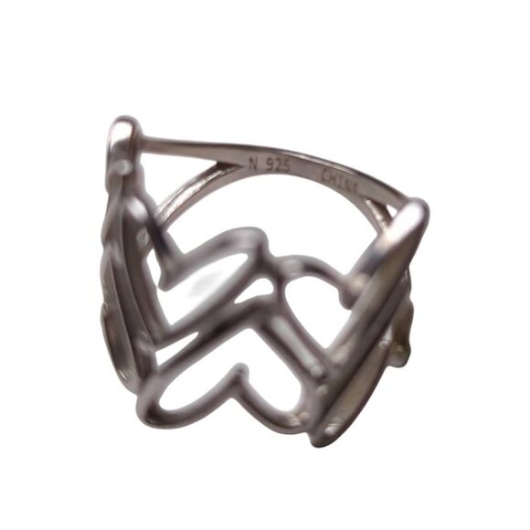 Sterling Silver .925 Open Heart Band - Picture 5 of 5